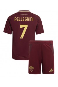 AS Roma Lorenzo Pellegrini #7 Jalkapallovaatteet Lasten Kotipeliasu 2024-25 Lyhythihainen (+ Lyhyet housut)